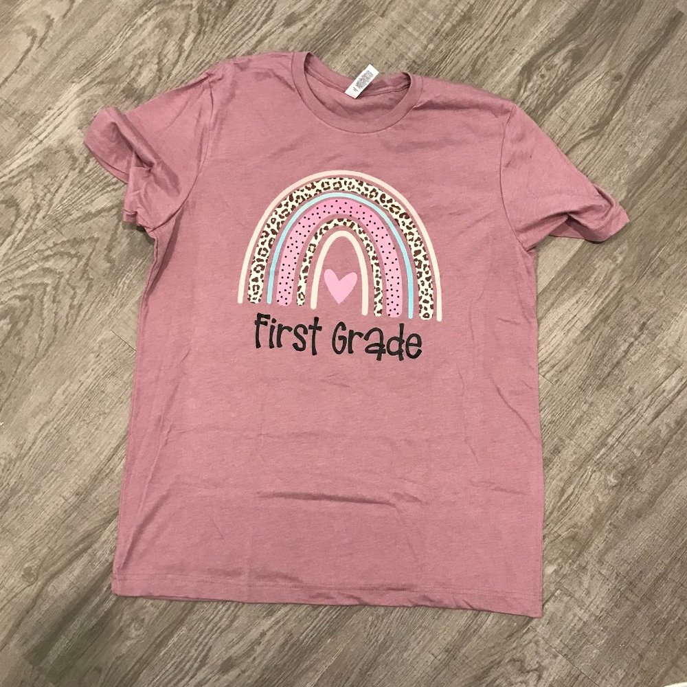 Orchid "First Grade" Teacher T-Shirt